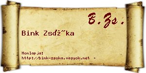 Bink Zsóka névjegykártya